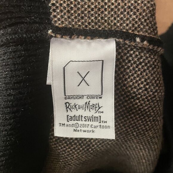 Daylight Curfew Collector Black Adult Swim Rick & Morty Knit Sweater Sz XL NWOT - Picture 5 of 13